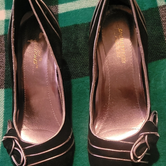 WOMENS BEACON REFLECTIONS HEEL PUMPS BLACK WITH BOW SIZE 8.5 - Picture 11 of 12